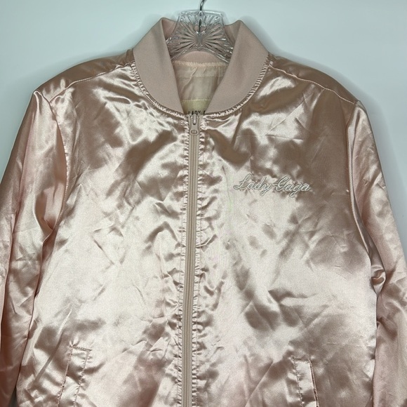 Lady Gaga Pink Full Zip Bomber Jacket NWT Size Small - Picture 2 of 11